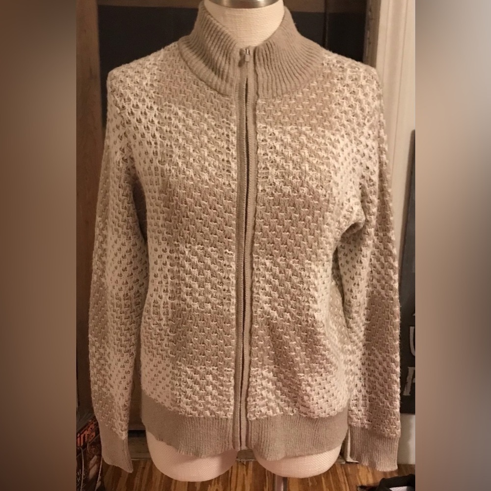 Liz Claiborne Knit Cardigan Sweater with  Zipper Size Large